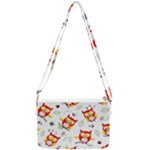 Seamless Pattern Vector Owl Cartoon With Bugs Double Gusset Crossbody Bag