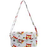 Seamless Pattern Vector Owl Cartoon With Bugs Removable Strap Clutch Bag