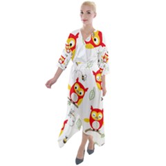 Quarter Sleeve Wrap Front Maxi Dress 