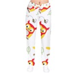 Seamless Pattern Vector Owl Cartoon With Bugs Women Velvet Drawstring Pants