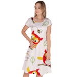 Seamless Pattern Vector Owl Cartoon With Bugs Classic Short Sleeve Dress