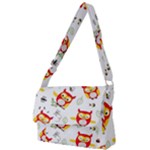 Seamless Pattern Vector Owl Cartoon With Bugs Full Print Messenger Bag (L)