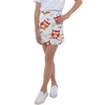 Seamless Pattern Vector Owl Cartoon With Bugs Kids  Tennis Skirt