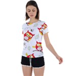 Seamless Pattern Vector Owl Cartoon With Bugs Back Circle Cutout Sports T-Shirt