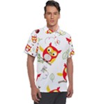 Seamless Pattern Vector Owl Cartoon With Bugs Men s Polo T-Shirt