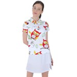 Seamless Pattern Vector Owl Cartoon With Bugs Women s Polo T-Shirt
