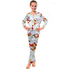 Kids  Satin Long Sleeve Pajamas Set 