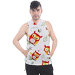 Seamless Pattern Vector Owl Cartoon With Bugs Men s Sleeveless Hoodie