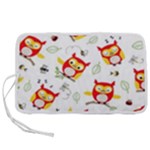Seamless Pattern Vector Owl Cartoon With Bugs Pen Storage Case (L)