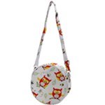 Seamless Pattern Vector Owl Cartoon With Bugs Crossbody Circle Bag
