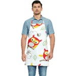Seamless Pattern Vector Owl Cartoon With Bugs Kitchen Apron