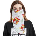 Seamless Pattern Vector Owl Cartoon With Bugs Face Covering Bandana (Triangle)
