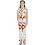 Seamless Pattern Vector Owl Cartoon With Bugs Kids  Sleeveless Ruffle Edge Band Collar Chiffon One Piece