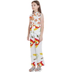 Kids  Sleeveless Ruffle Edge Band Collar Chiffon One Piece 