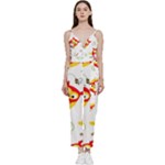 Seamless Pattern Vector Owl Cartoon With Bugs V-Neck Camisole Jumpsuit