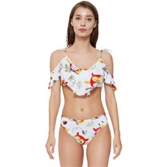 Ruffle Edge Tie Up Bikini Set	 