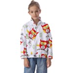 Seamless Pattern Vector Owl Cartoon With Bugs Kids  Half Zip Hoodie
