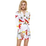 Seamless Pattern Vector Owl Cartoon With Bugs Long Sleeve Satin Robe