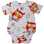 Seamless Pattern Vector Owl Cartoon With Bugs Baby Short Sleeve Bodysuit
