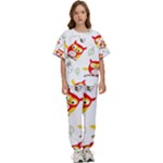 Seamless Pattern Vector Owl Cartoon With Bugs Kids  T-Shirt and Pants Sports Set