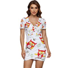 Low Cut Cap Sleeve Mini Dress 