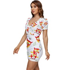 Low Cut Cap Sleeve Mini Dress 