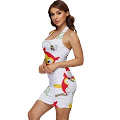 Sleeveless Wide Square Neckline Ruched Bodycon Dress 