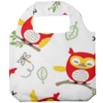 Seamless Pattern Vector Owl Cartoon With Bugs Foldable Grocery Recycle Bag