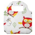 Seamless Pattern Vector Owl Cartoon With Bugs Premium Foldable Grocery Recycle Bag
