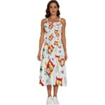 Seamless Pattern Vector Owl Cartoon With Bugs Sleeveless Shoulder Straps Boho Dress