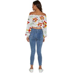 Long Sleeve Crinkled Weave Crop Top 
