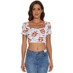 Short Sleeve Square Neckline Crop Top  