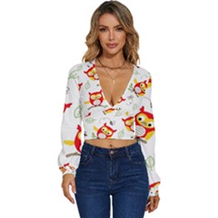 Long Sleeve Deep-V Velour Top 