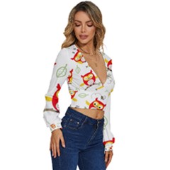Long Sleeve Deep-V Velour Top 