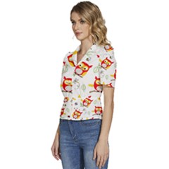 Puffed Short Sleeve Button Up Jacket 