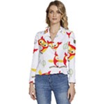 Seamless Pattern Vector Owl Cartoon With Bugs Women s Long Sleeve Revers Collar Cropped Jacket