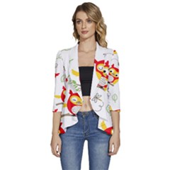 Women s 3/4 Sleeve Ruffle Edge Open Front Jacket 