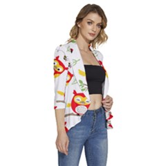Women s 3/4 Sleeve Ruffle Edge Open Front Jacket 