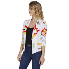 Women s Draped Front 3/4 Sleeve Shawl Collar Jacket 
