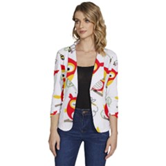 Women s One-Button 3/4 Sleeve Short Jacket 