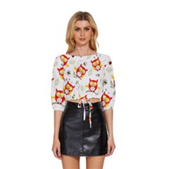 Mid Sleeve Drawstring Hem Top 