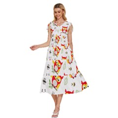 V-Neck Drawstring Shoulder Sleeveless Maxi Dress 