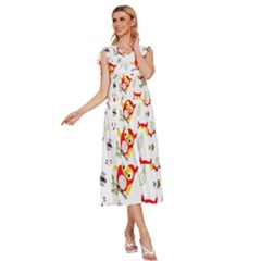 V-Neck Drawstring Shoulder Sleeveless Maxi Dress 