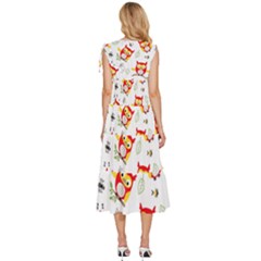 V-Neck Drawstring Shoulder Sleeveless Maxi Dress 