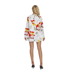 Round Neck Long Sleeve Bohemian Style Chiffon Mini Dress 