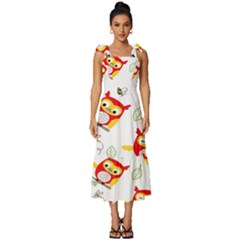 Tie-Strap Tiered Midi Chiffon Dress 