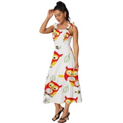 Tie-Strap Tiered Midi Chiffon Dress 