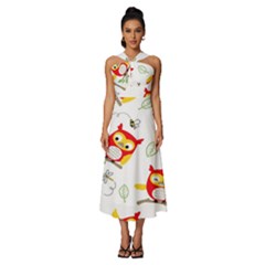 Sleeveless Cross Front Cocktail Midi Chiffon Dress 