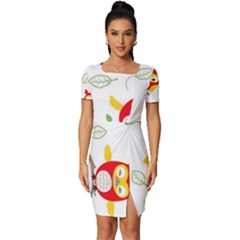 Fitted Knot Split End Bodycon Dress 
