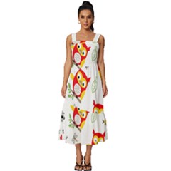 Square Neckline Tiered Midi Dress 